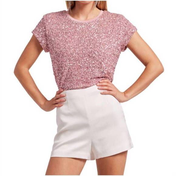 GENERATION LOVE Tops - NEW GENERATION LOVE kai sequin top in light pink